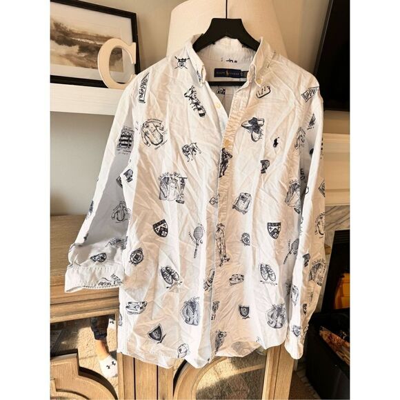 Ralph Lauren RARE Classic Fit Print Oxford Shirt Men’s Size XL Tall - Picture 2 of 10